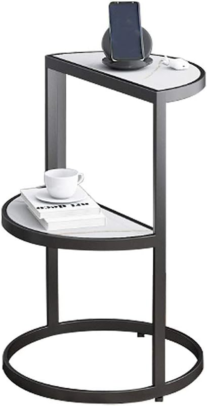 Side Table/End Table,Semi Circle Coffee Table Sintered Stone Metal Frame Compact Simple Modern Modern Living - 40x55cm