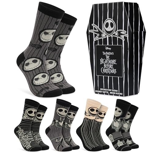 Disney Socken Herren 5er Pack Bequeme Strümpfe von Jack Skellington & Brummbär Lustige Geschenke für Männer & Teenager (41/46 EU Schwarz Jack Skellington)