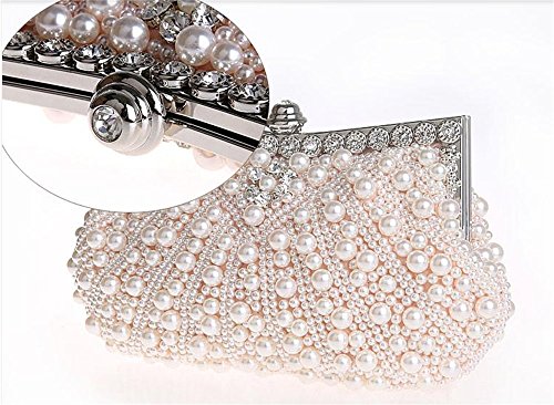 Kingluck Satin with Pearl and Diamond Wedding/Special Occasion Evening Handbags/Clutch (pink)
