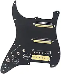 Captador pickguard para guitarra elétrica Humbucker canhoto de 3 camadas com fiação de corte único carregado pré-cabeado com controle Swith Scratchplate Assembly para Fender Strat