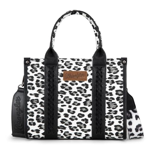 Image of Wrangler Cow Print Tote Bag for Women Western Purse Boho Top Handle Satchel Handbag with Signature Strap
