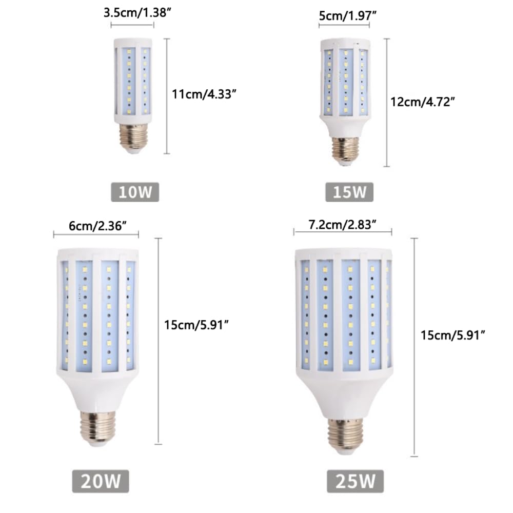 Paquete de 10 bombillas LED de maíz E27, bombilla de maíz de ahorro de energía de alta potencia de 25 W, luz cálida de 3000 K, bombilla LED superbrillante de 2500 lúmenes para iluminación inter