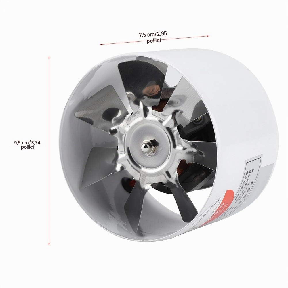 Zerodis Estrattore d'aria Ventilatore di estrazione per bagno, garage, ventilatore da incasso 200 m³/H flusso d'aria e 40 db, potenza 30 W