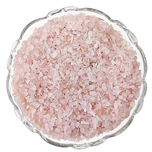 Image of Certified Rose Quartz Crystal Chips 250 GM with Authenticity Certificate | Natural Pink Quartz Decorative Stone Chips for Pooja Room, Meditation, Vastu, Resin Art, Crafts & Aquarium Decor