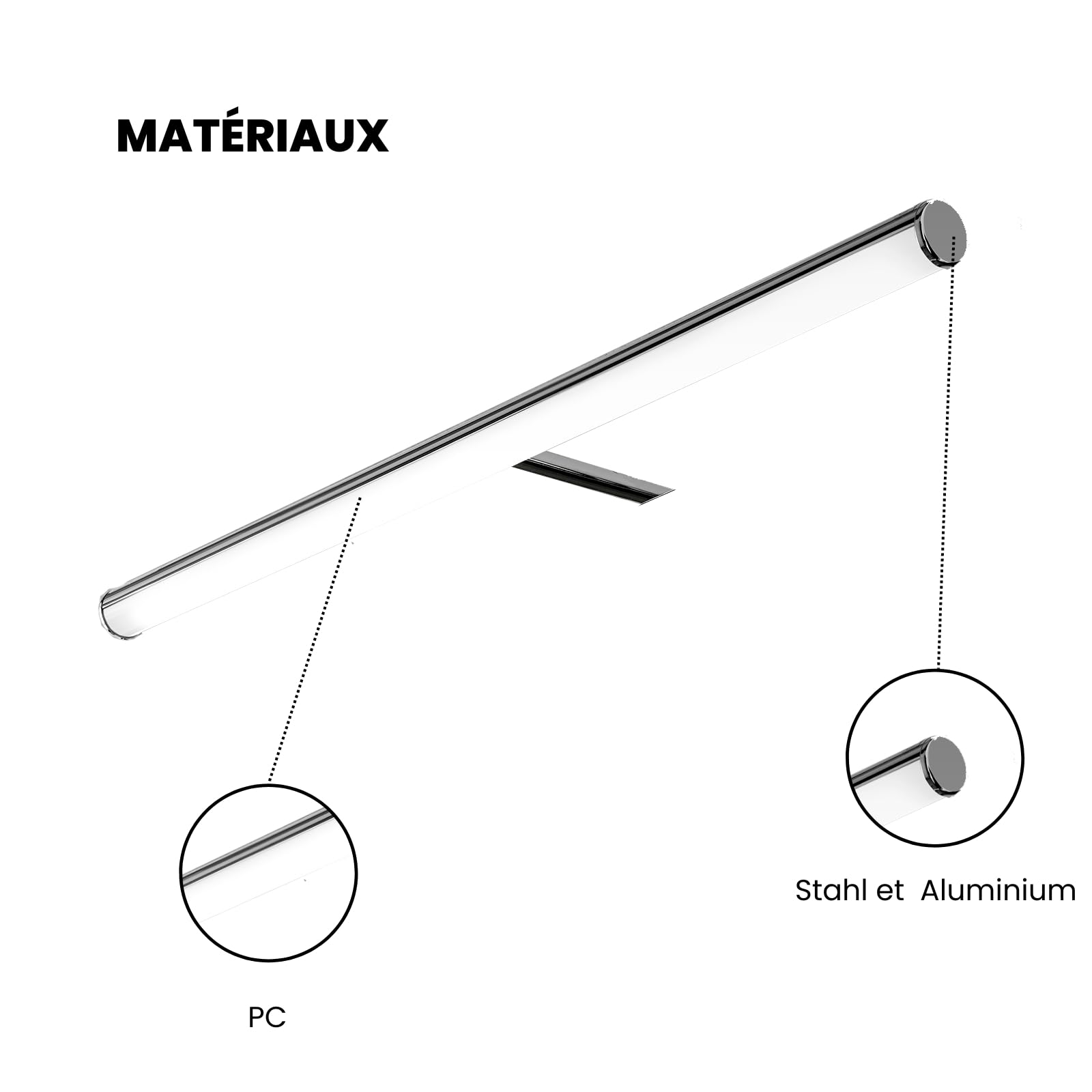 Aplike - Applique LED pour Miroir de Salle de Bain - Lumière Blanche Froide (5700K) - 10.2 x 2.2 x 49.6cm | Modèle Cassiopée