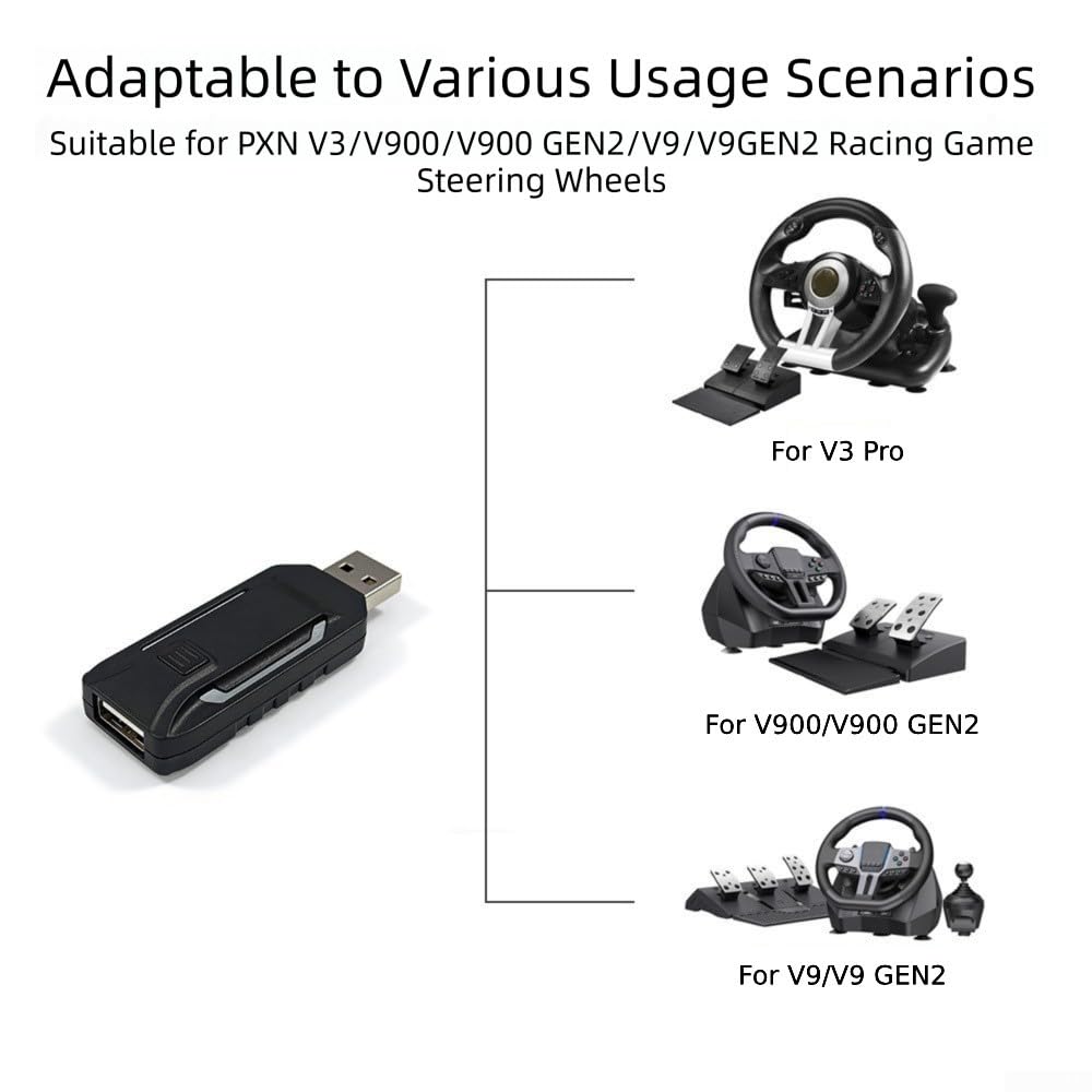 Oniissy Récepteur de volant N7 Racing pour PS5 Connexion en un clic pour les volants PXN V3 V9 V900 Adaptateur ABS compact Noir Accessoire de jeu Quick Match