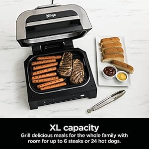 Ninja DG551 Foodi Smart XL 6-in-1 Indoor Grill with Air Fry, Roast, Bake, Broil, & Dehydrate, Foodi Smart Thermometer, 2nd Generation, Black/Silver Ninja DG551 Foodi Smart XL 6 in 1 Indoor Grill with Air Fry Roast Bake Broil Dehydrate Foodi Smart Thermometer 2nd Generation BlackSilver