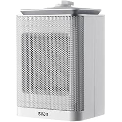 Svan Ventilador Svan Estufa cerámica Eléctrico Bajo Consumo Blanco SCEC1500V. 1500W, 3 Niveles de potencia, Termostato Regulable, Calefacción por Plato cerámico