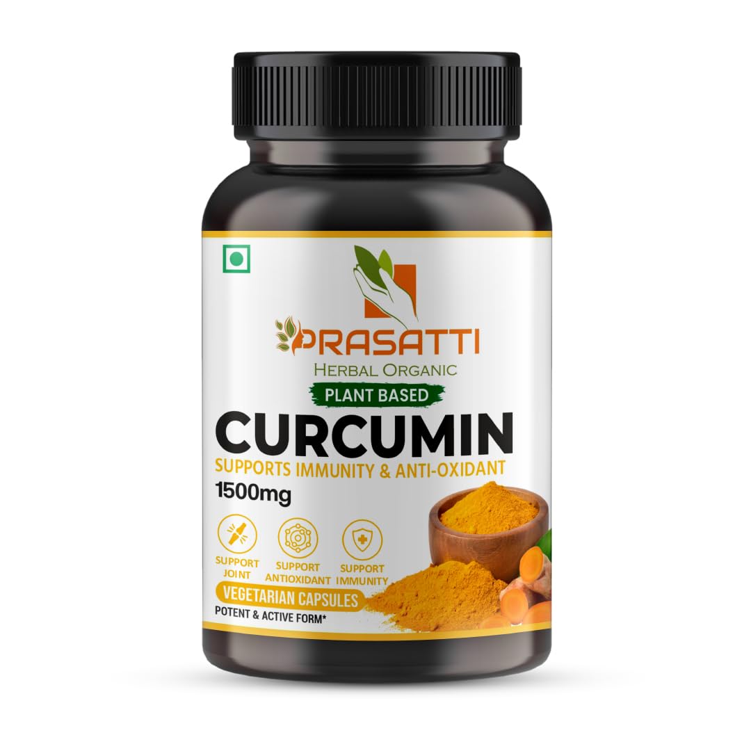 Prasatti Herbal Organic Curcumin With Biopiperine & Turmeric Capsule Supplement | Support Joint & Muscle Health | Better Absorption | Boost Immunity - 90 Vegetarian Capsules (B0CMXRKD6D) Amazon Price History, Amazon Price Tracker