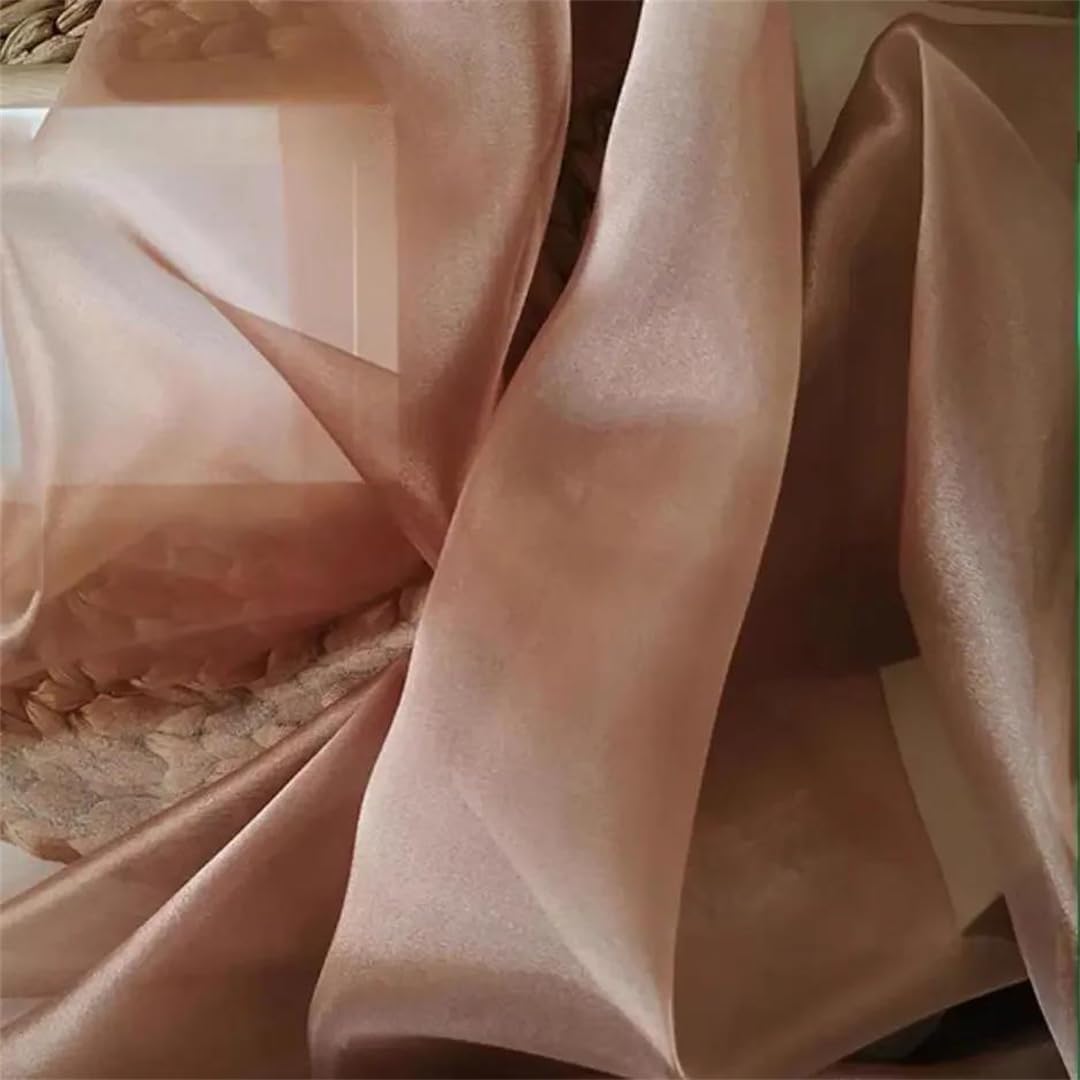 Organza Fabric， Multicolor Sequined Polyester Organza Fabric 100cm X 150cm for Sewing and Decoration(Coffee)