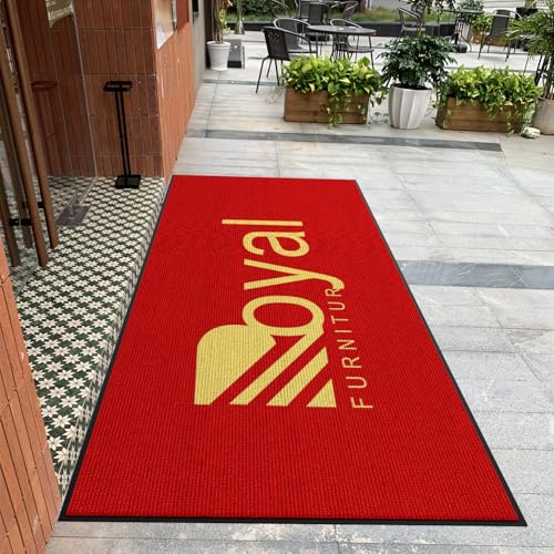 MAOVOT Custom Door Mat Personalized Logo Text Entrance Commercial Floor Mats with Non-Slip Rubber Backing Indoor Outdoor Waterproof Mat 2' x 3'