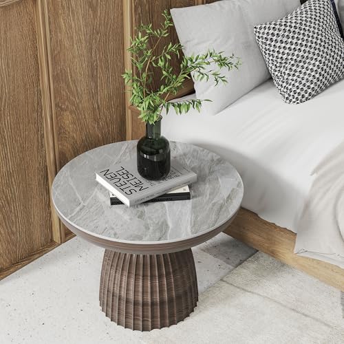 ZL ZELing Round Sintered Stone Table Top 23.6\",Replacement Table Top for Indoor & Outdoor - Heat/Scratch Resistant Waterproof Ceramic DIY Desktop, Patio/Balcony/Bistro/Café & Dining Room (Gray)