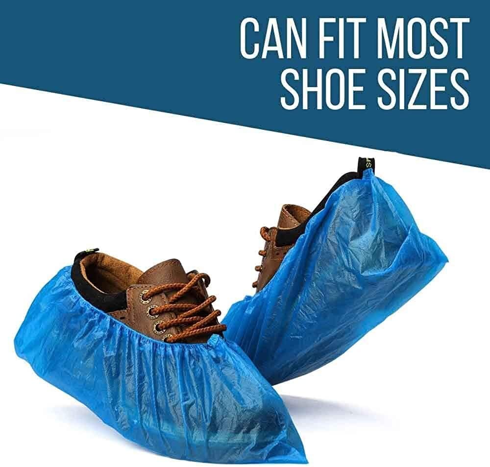 Copriscarpe, copriscarpe usa e getta antiscivolo, 100 pezzi copriscarpe di grandi dimensioni in plastica impermeabile resistente CPE premium copriscarpe copriscarpe usa e getta