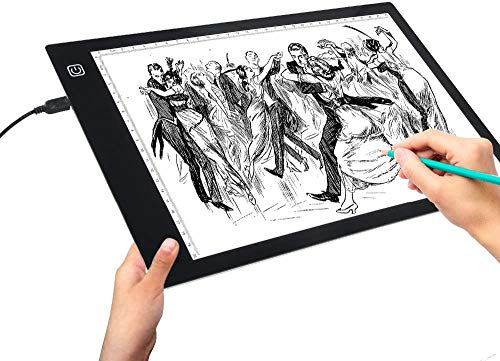 Caja de luz de dibujo Copiar Tablero de trazado Light Pad, trazador de alimentación Caja de luz ultra-delgado regulable Brillo portátil USB para artistas de dibujo de bocetos Animación Proyectos