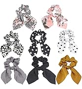 Bellisia Satin Silk Polk Dots Hair Scrunchies Rabbit Ear Bow Knot Hair Ties Flora Bow Hair Bobble...
