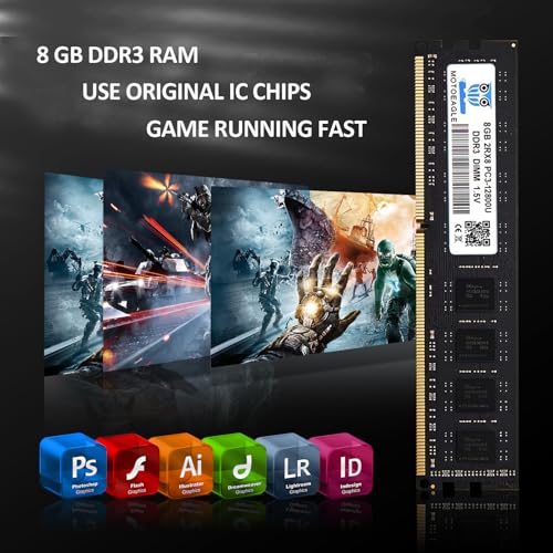 Image of 8GB DDR3 1600MHz PC3-12800U-11 Non ECC Unbuffered 1.5V 2Rx8 Dual Rank 240 Pin UDIMM Desktop Memory RAM Module Upgrade