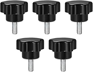 Tool parts 5 Pcs Star Knobs Grips M6 x 12mm Male Thread Steel Zinc Stud Black PP
