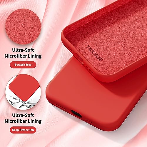 TAXXOE Silicone Case Compatible with iPhone 12 Case/12 pro case Soft Ultra Slim Protective Shockproof Liquid Silicone Phone Case,Anti-Scratch Microfiber Lining, 6.1" Red - Image 4