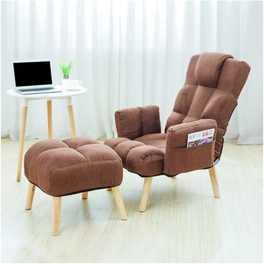 MBD Lazy Single Sofa Chair Balcony Bedroom Reading Book Casual Folding Sofa Back Recliner (Color : Brown)