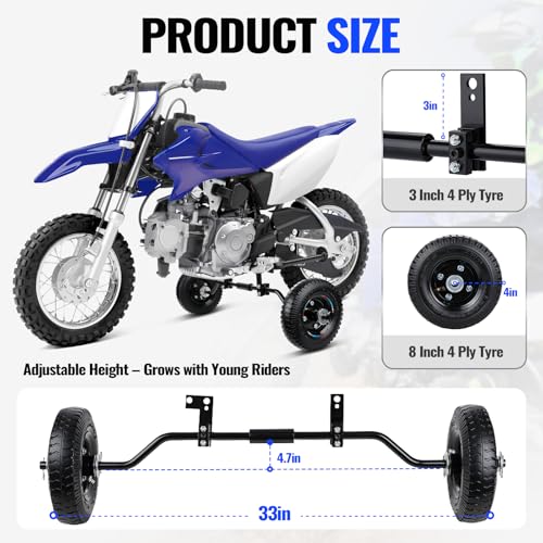 Image of Dirt Pit Bike Training Wheels Adjustable Universal for CRF50 TTR 50 110 90 PW50 MX350 MX125 MX400 MX500 XR50 CRF125F SYX 50cc-125cc SX 50 Mini Bike Motorcycle