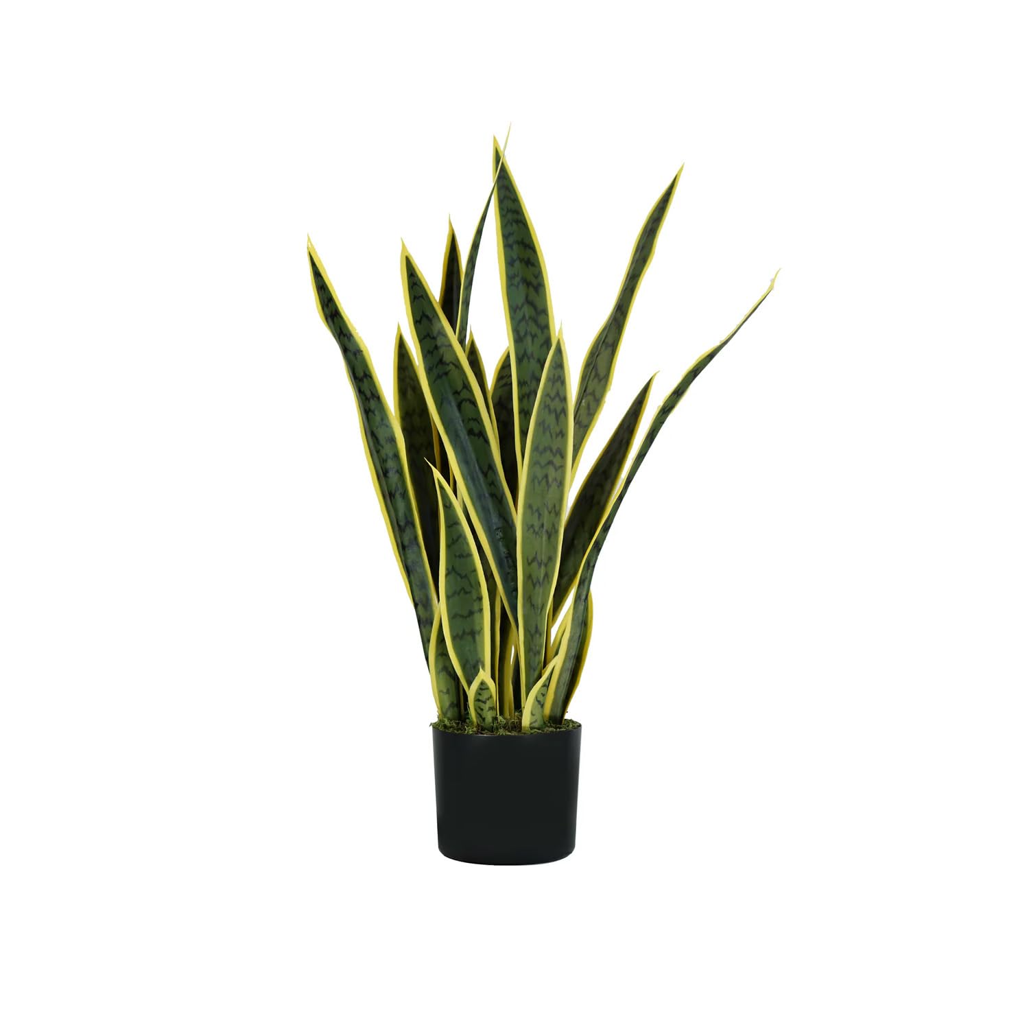Wintem Pianta di Sansevieria Artificiale con 21 Foglie in Polietilene, Alta 75 cm con Vaso Ø15x12,3 cm - Pianta Finta Ideale per Interni, Decorazione Casa