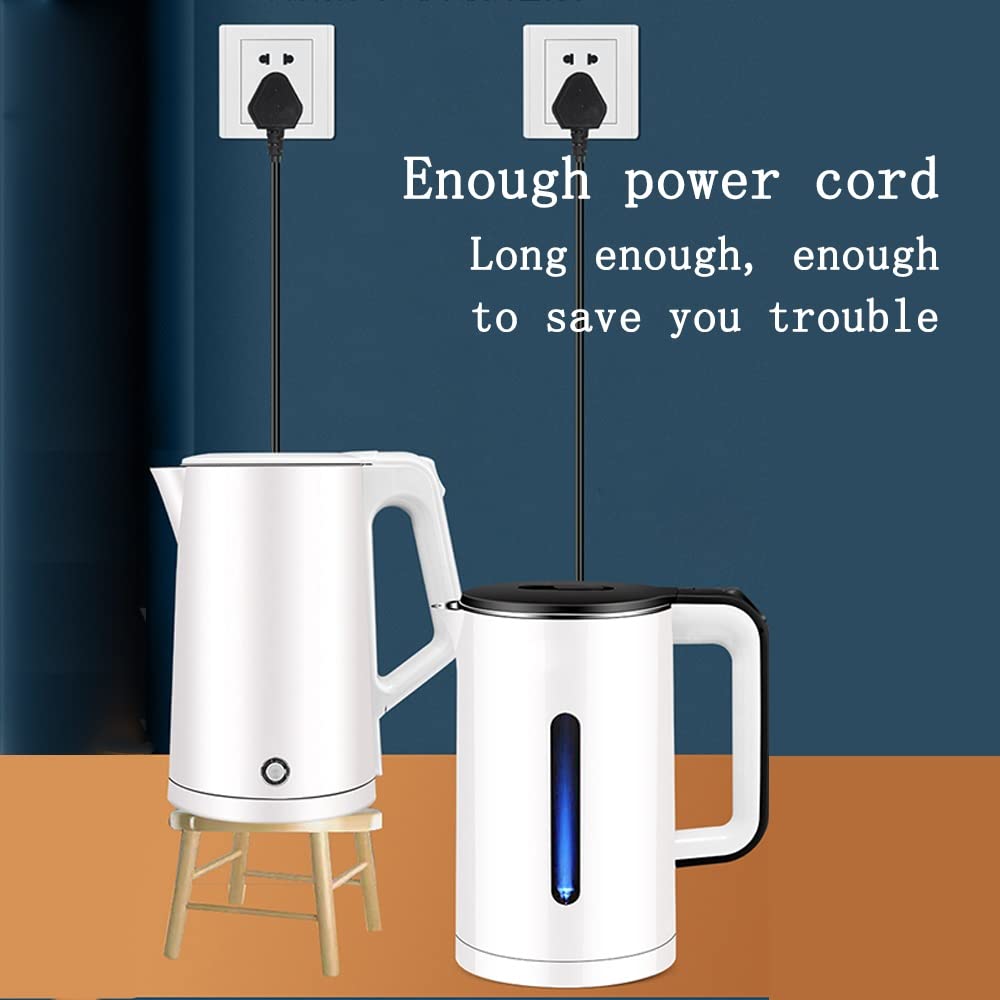 Hervidor eléctrico de acero inoxidable de doble capa anti-escaldaduras, preservación del calor, 2.3L, 1500W de ebullición rápida, luz indicadora LED, filtro de escala, agua hirviendo silenci