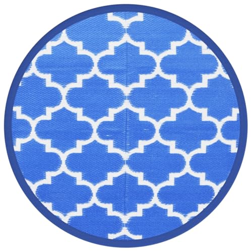 vidaXL Tapis d'extérieur Bleu Ø200 cm PP, Tapis de Jardin, Tapis de Sol, Moquette de Sol, carpette, Tapis de Patio, Tapis d'extérieur en polypropylène
