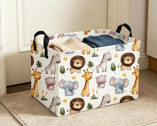 Image of Rectangular Animals Storage Baskets Cute Basket Storage Bin Zoo Room Decor for Home(Zoo)