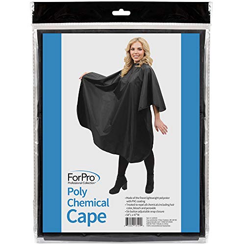 ForPro Poly Chemical Cape, Professional Hair Salon Styling Cape with Adjustable Snap Closure, 58 L x 47 W