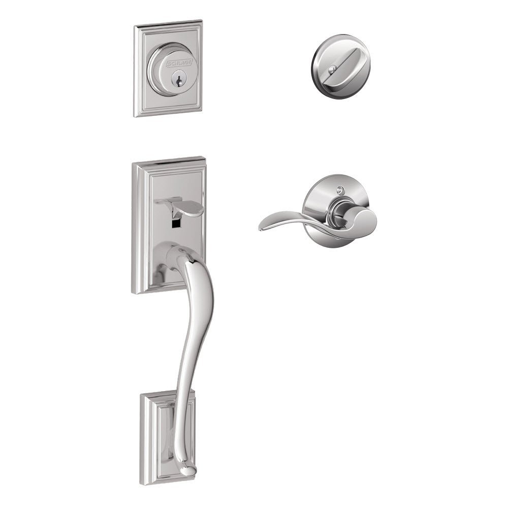 SCHLAGE Addison Single Cylinder Handleset and Right Hand Accent Lever, Bright Chrome (F60 ADD 625 Acc RH)
