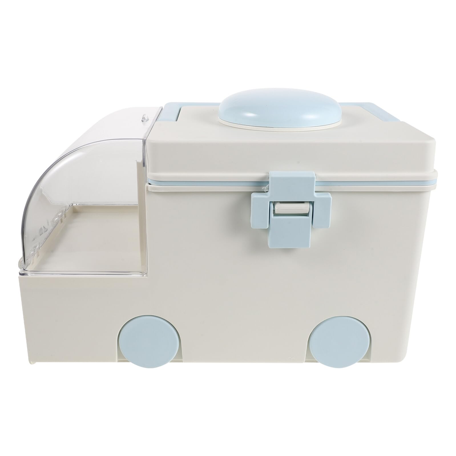 Veemoon Caja Organizadora de Medicamentos de Gran Capacidad con Asa Resistente, Maletín Médico Portátil en Color Azul Crema de 30x20x18 Cm, Botiquín Multiusos para Primeros Auxilios Hogar