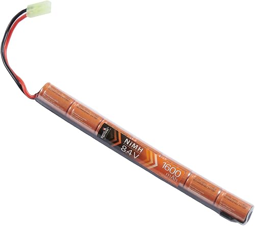Lancer Tactical Airsoft Battery 8.4v 1600 mAh Nimh Long Stick Battery w/Mini Tamiya - Comptiable with Most Airsoft AK47 AEG Gun CYMA RPK PKM