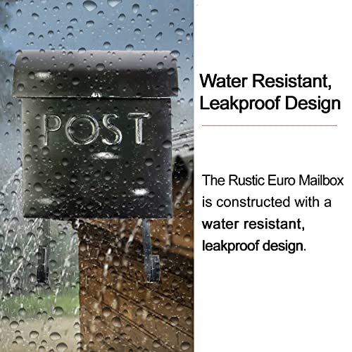 Nach TH-10016 Rustic Euro Black Mailbox With Newspaper Holder, Metal Mailboxes For Outside Wall Mount thumb #3