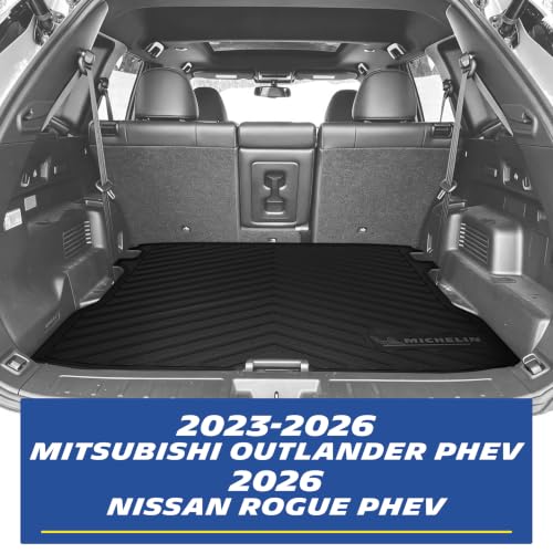 Image of Michelin Vehicle Mats for 23-26 Mitsubishi Outlander /2026 Nissan Rogue PHEV | Fit PHEV(Plug-in Hybrid) 7-Seater, Not Fit 5-Seater /Gas, All-Weather TPE Floor Mats & Backrest /Cargo Liner, 8 PCS, Premier