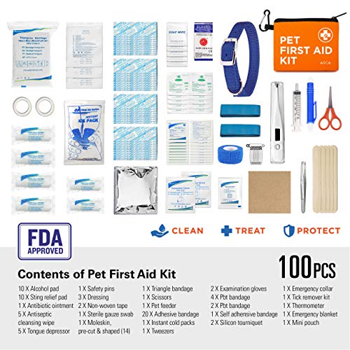 ARCA PET Cat & Dog First Aid Kit Home Office Travel Car Emergency Kit Pet Travel Kit – 100 Pieces with Emergency Collar… - Image 2