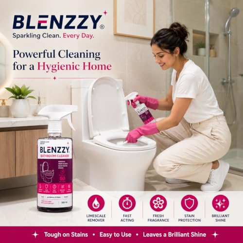 Image of 500ml Bathroom Cleaner Spray with Free Microfiber Cloth | Instant Removes Soap Scum, Limescale & Hard Water Stains | Fast-Acting Bathroom Cleaning Spray for Tiles, Toilets, Wash Basins, Taps