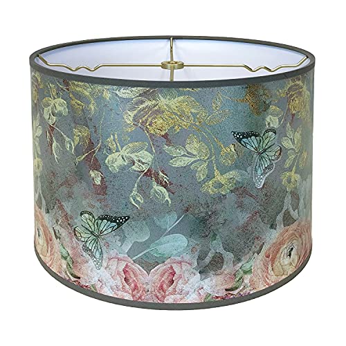 Royal Designs, Inc. Trendy Decorative Handmade Drum Shade, Made in USA, 10in, HBC-8073-10, Butterfly Garden