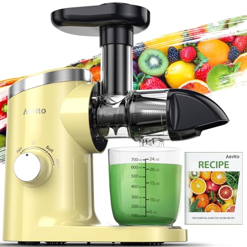 Aeitto Juicer Machines, Cold Press Juicer, Masticating Juicer, Celery Juicers, with Triple Modes,Reverse Function & Quiet Motor,Easy to Clean with Brush, Recipe for Vegetables And Fruits,Yellow Aeitto Juicer Machines, Cold Press Juicer, Masticating Juicer, Celery Juicers, with Triple Modes,Reverse Function & Quiet Motor,Easy to Clean with Brush, Recipe for Vegetables And Fruits,Yellow