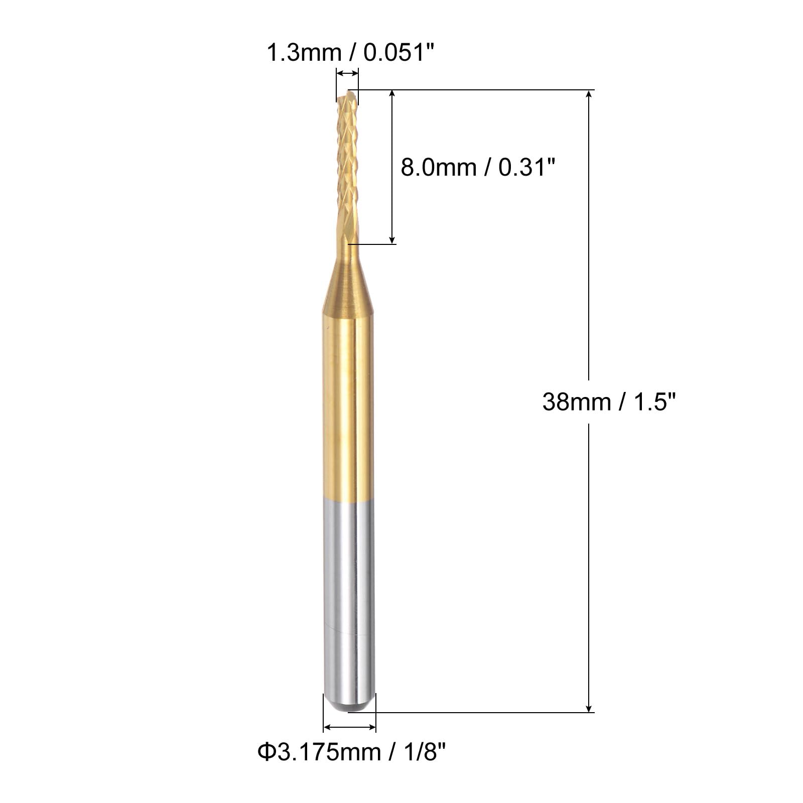 QUARKZMAN 10pz 1,3mm Fresa Carburo Titanio con Rivestimento Fresa Incisione Punte Router CNC per Macchina PCB, Attacco da 1/8"