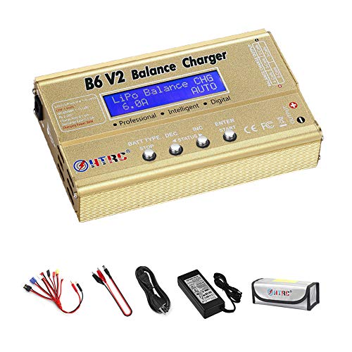 RC Charger 1S-6S LiPo Battery Charger Balance Discharger Digital Battery Pack Charger for NiMH/NiCD/Li-Fe/LiHV/Li-ion Packs with LCD Display Deans Connectors Power Supply(Golden) RC Charger 1S-6S LiPo Battery Charger Balance Discharger Digital Battery Pack Charger for NiMH/NiCD/Li-Fe/LiHV/Li-ion Packs with LCD Display Deans Connectors Power Supply(Golden)