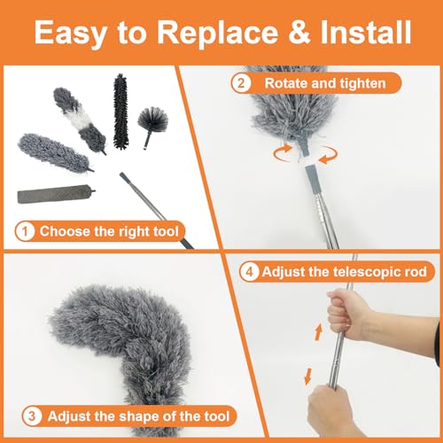 15 PCS Microfiber Duster with Pole