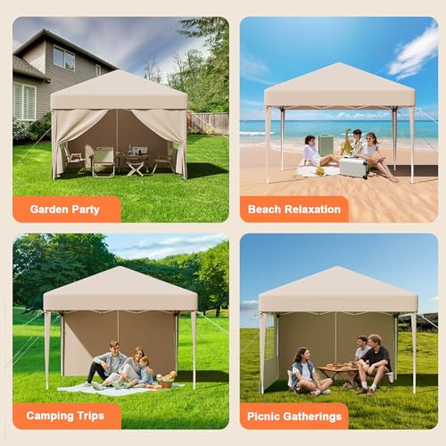 JUMMICO 3m x 3m Pop Up Gazebo, Waterproof Garden Canopy Tent with Sides, UV50+, Height Adjustable, Event Shelter for Weddings, Parties, Markets, Beige 9 JUMMICO 3m x 3m Pop Up Gazebo, Waterproof Garden Canopy Tent with Sides, UV50+, Height Adjustable, Event Shelter for Weddings, Parties, Markets, Beige - Image 9