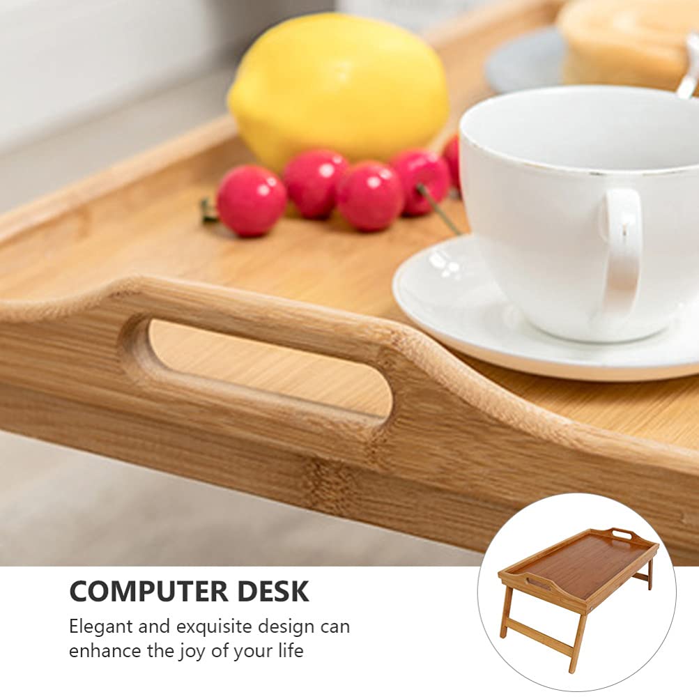 Plateau de lit pliable en bambou pour petit déjeuner au lit avec pieds 45 x 30 x 6 cm Idéal pour la maison et la chambre à coucher Parfait pour les repas et la présentation de bijoux