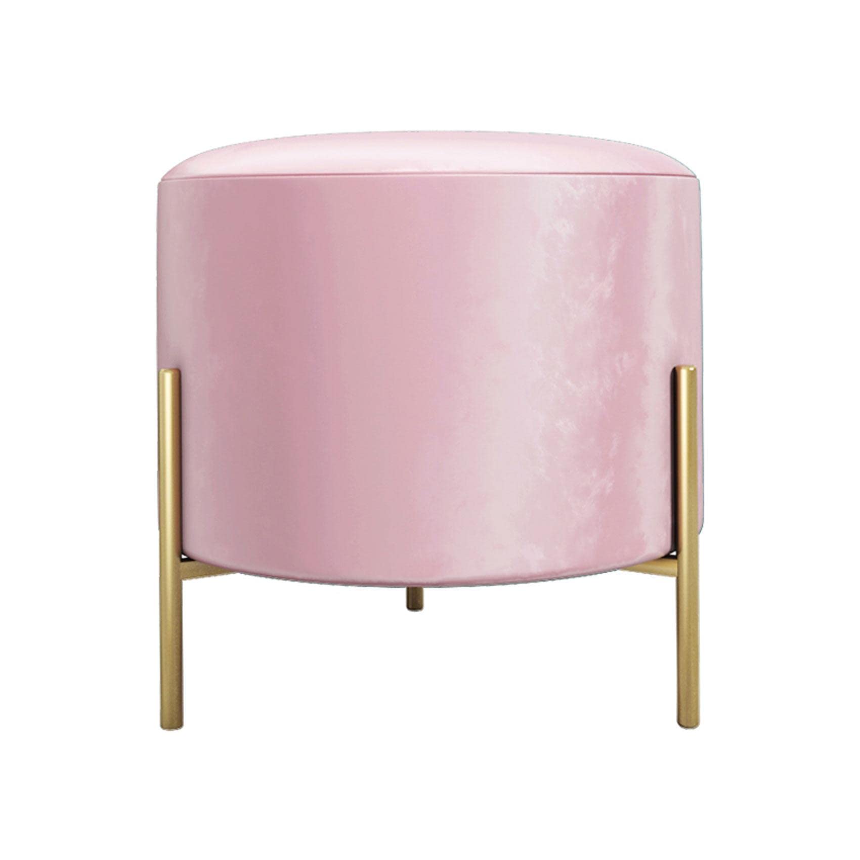 Tabouret de vanité rond en velours rose poudré pour coiffeuse