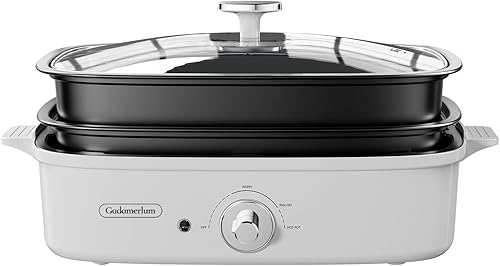 1200w HotPot Versátil Hornear Sin Humo Control de Temperatura Única Parrilla de Olla Caliente con Revestimiento Antiadherente para Barbacoas,