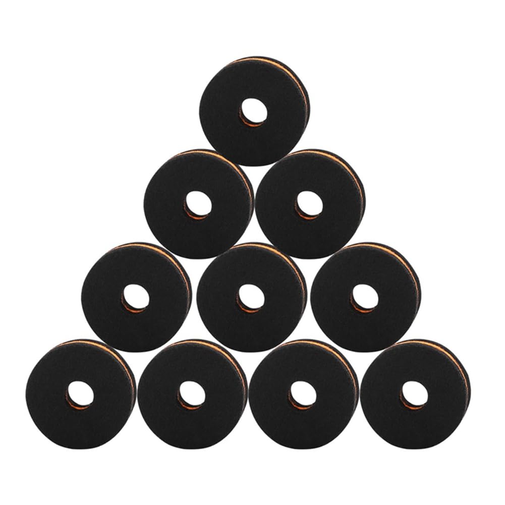 Giyofom 10Pcs Shelf Drum Piece Black-Orange Double-Color Hair Pad Cymbal Stand Felts Washers Cymbal Washer for Drum Set Parts Pack Drum Parts - Image 2