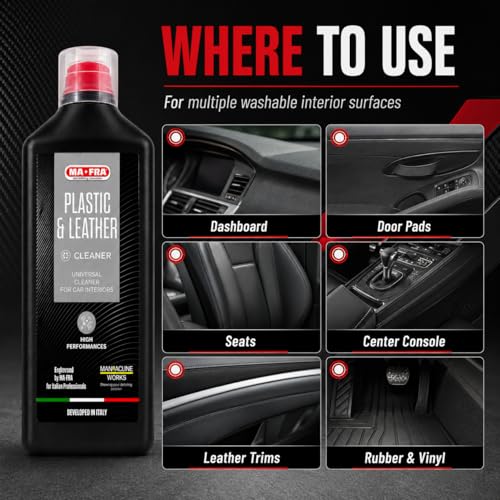 Image of MAFRA Car Plastic & Leather Interior Cleaner (1L) - Dashboard, Seat, Sofa, Vinyl & Rubber | High Performing, Restores Softness, Eliminates Bad Odors, Removes Tough Stains & Dirt