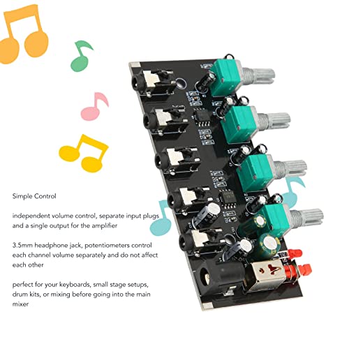 Placa de mixagem estéreo de 4 vias, misturador de som 4 em 1, misturador amplificador de fone de ouv