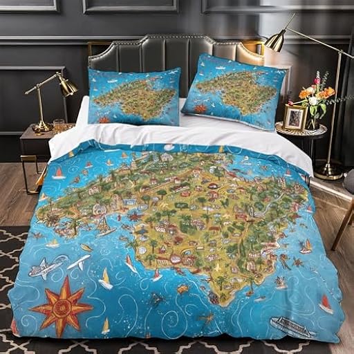 QTIVARLEN 3 Piezas Microfibra Mallorca Island Map Funda Edredon Diseño 3D Fundas Almohada Suave Illustrated Travel Funda de Edredón for Familia Single（140x200cm） | Ya disponible en tu tienda friki favorita! En mundofriki.es!