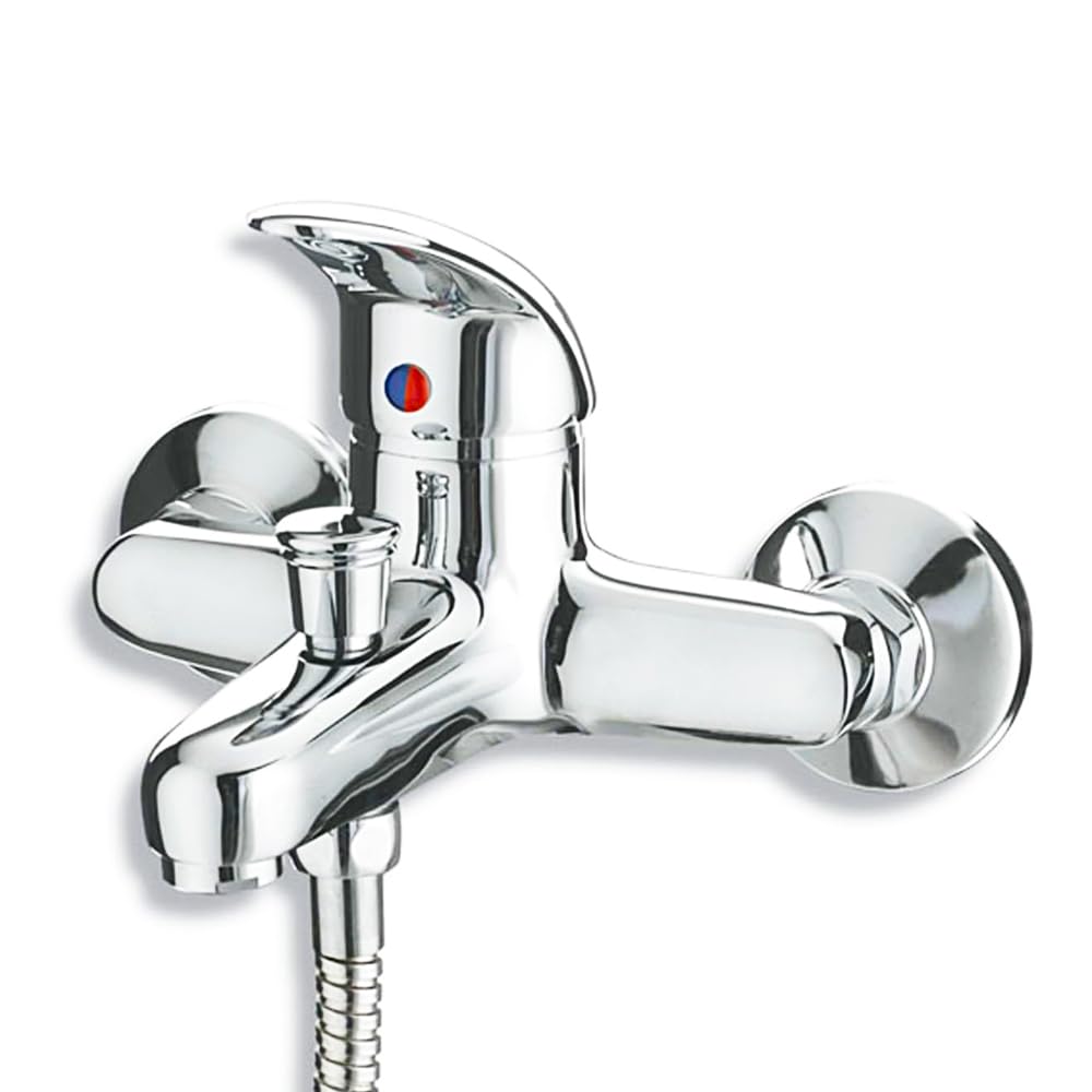Rubinetto Miscelatore Cromato per Vasca da Bagno, Rubinetto a Parete in Acciaio Inox